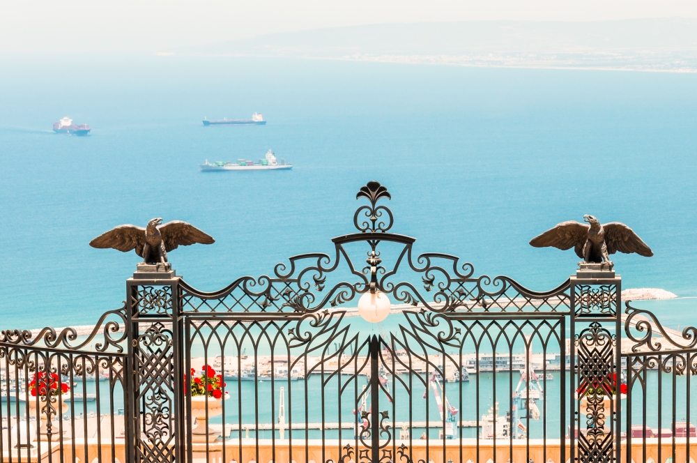 Panoramatický výhled na Středozemní moře v Haifě, Izrael